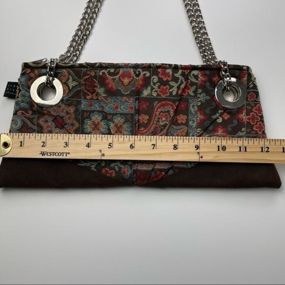 1154 Lill Studio Brown Pleated Patchwork Shoulder Crossbody Bag - Picture 8 of 8